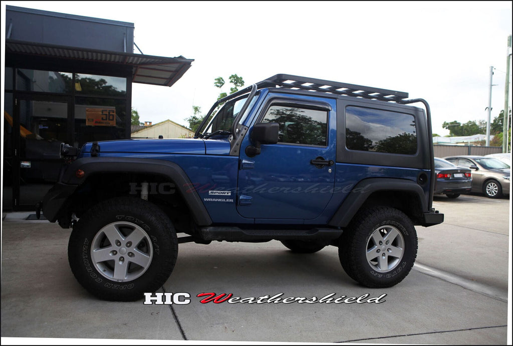 Installed View - Jeep Wrangler JK 2 Door (2007-2018): Premium Window Visors