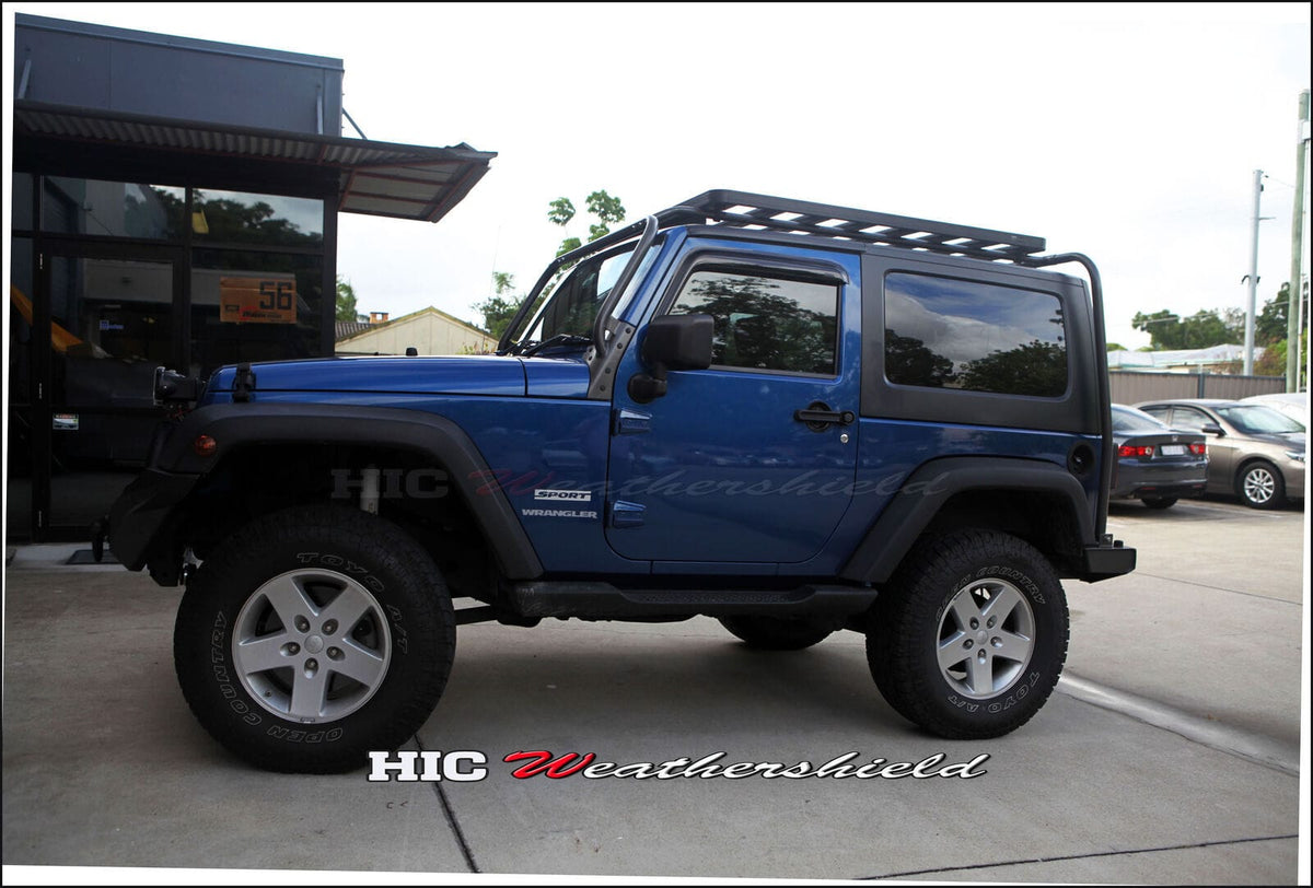 Installed View - Jeep Wrangler JK 2 Door (2007-2018): Premium Window Visors