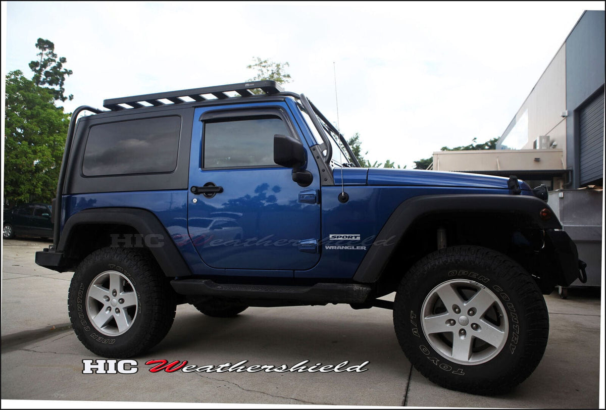 Installed View - Jeep Wrangler JK 2 Door (2007-2018): Premium Window Visors