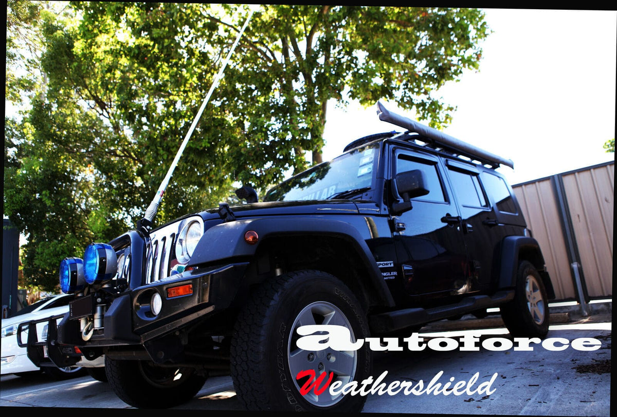 Installed View - Jeep Wrangler JK 4 Door (2007-2018): Premium Window Visors