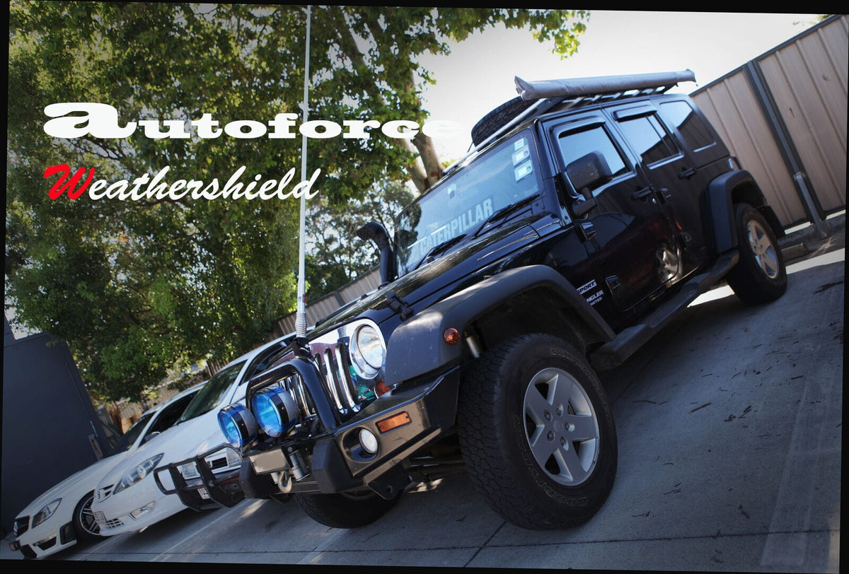 Installed View - Jeep Wrangler JK 4 Door (2007-2018): Premium Window Visors