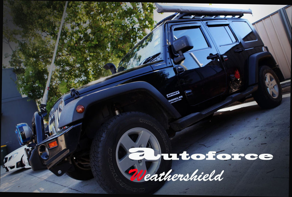 Installed View - Jeep Wrangler JK 4 Door (2007-2018): Premium Window Visors