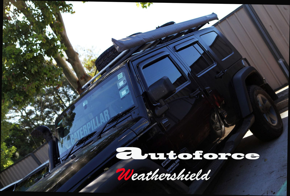 Installed View - Jeep Wrangler JK 4 Door (2007-2018): Premium Window Visors