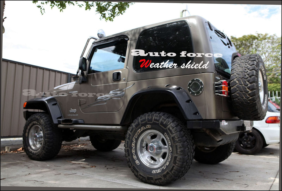 Installed View - Jeep Wrangler TJ 2 Door (1997-2006): Premium Window Visors