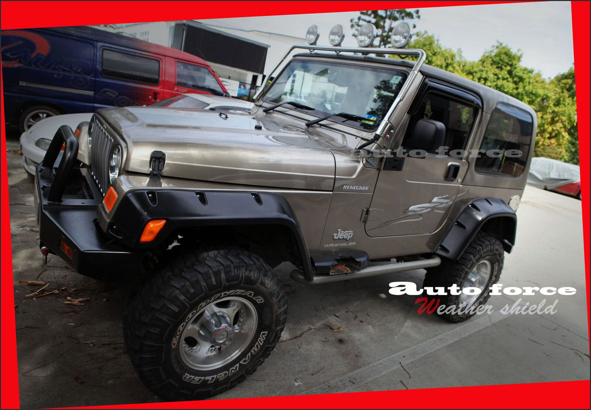 Installed View - Jeep Wrangler TJ 2 Door (1997-2006): Premium Window Visors