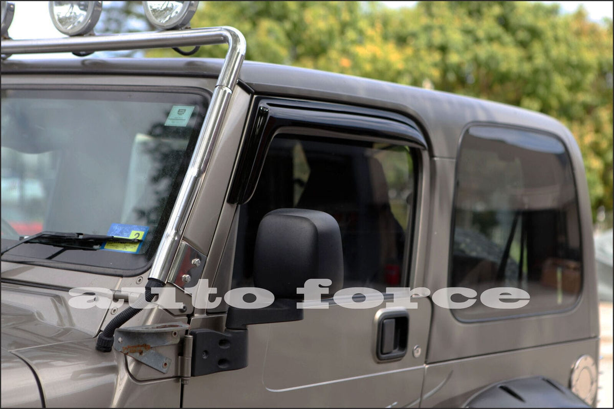 Installed View - Jeep Wrangler TJ 2 Door (1997-2006): Premium Window Visors
