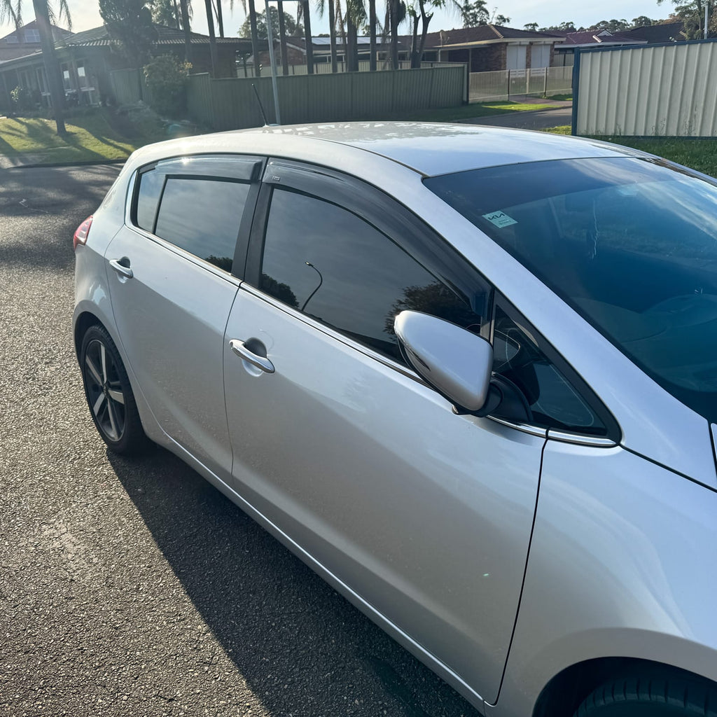 Installed View - Kia Cerato Hatch (2013-2018): Premium Window Visors