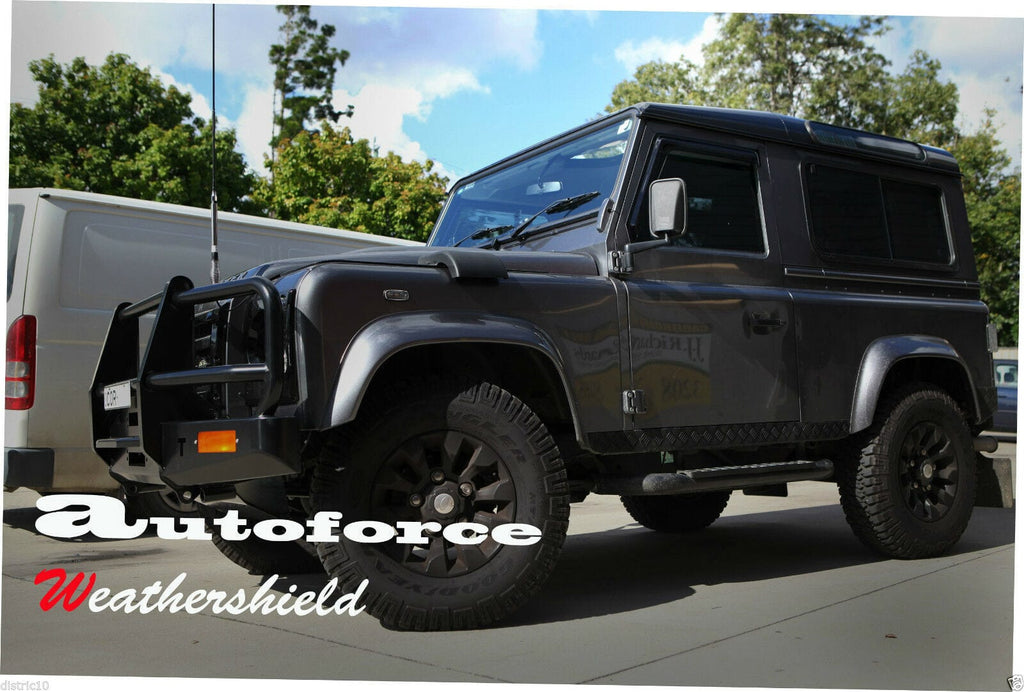 Installed View - Land Rover Defender (1993-2015): Premium Window Visors