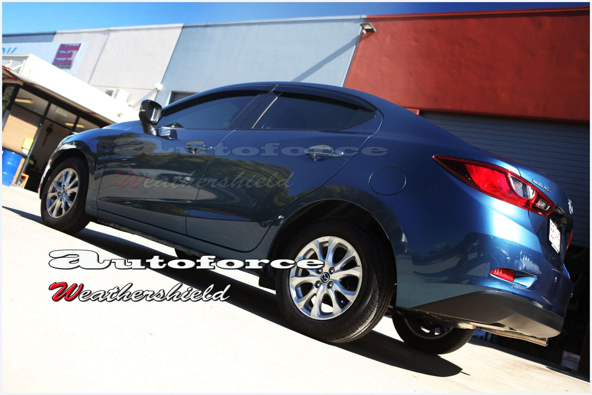 Installed View - Mazda 2 DJ/DL Hatch & Sedan (2014-2021): Premium Window Visors