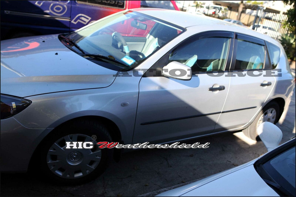 Installed View - Mazda 3 BK Hatch (2004-2009): Premium Window Visors