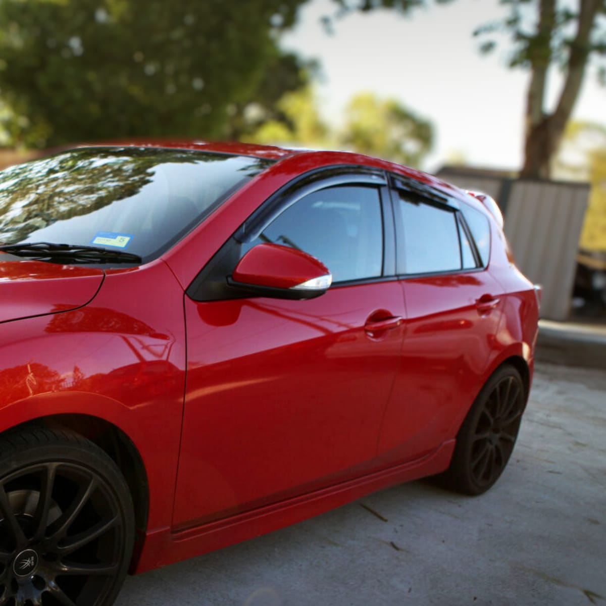 Installed View - Mazda 3 BL Hatch (2009-2013): Premium Window Visors