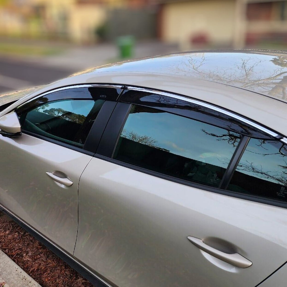 Installed View - Mazda 3 BP Sedan (2019-2023) Chrome Trim: Premium Window Visors