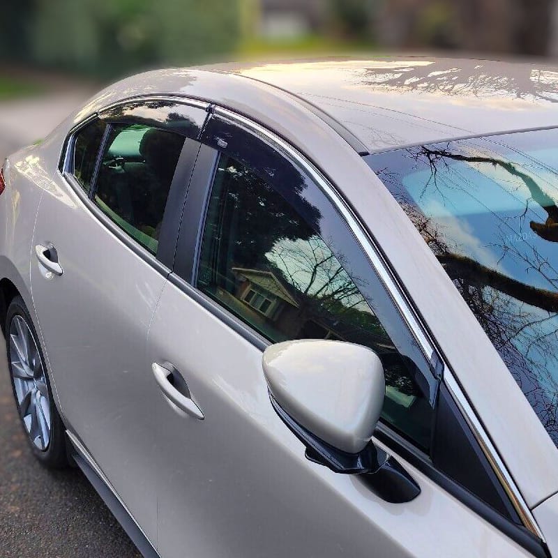 Installed View - Mazda 3 BP Sedan (2019-2023) Chrome Trim: Premium Window Visors