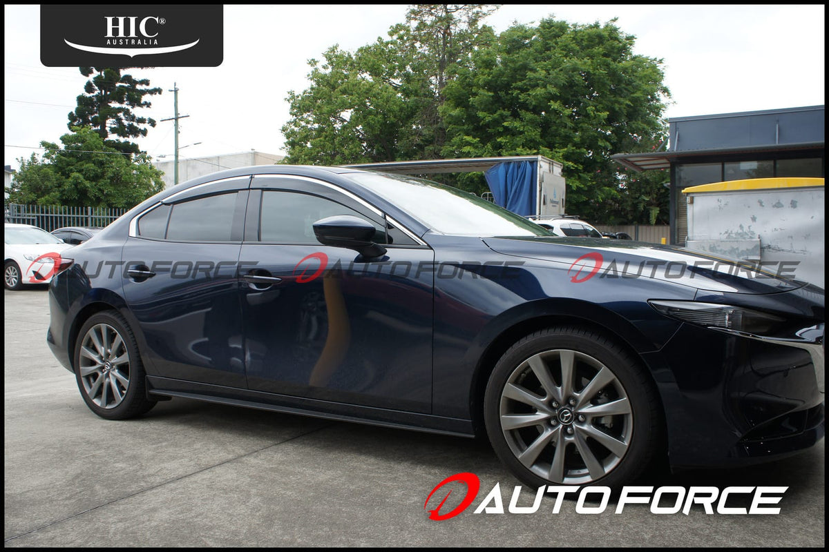 Installed View - Mazda 3 BP Sedan (2019-2023) Chrome Trim: Premium Window Visors