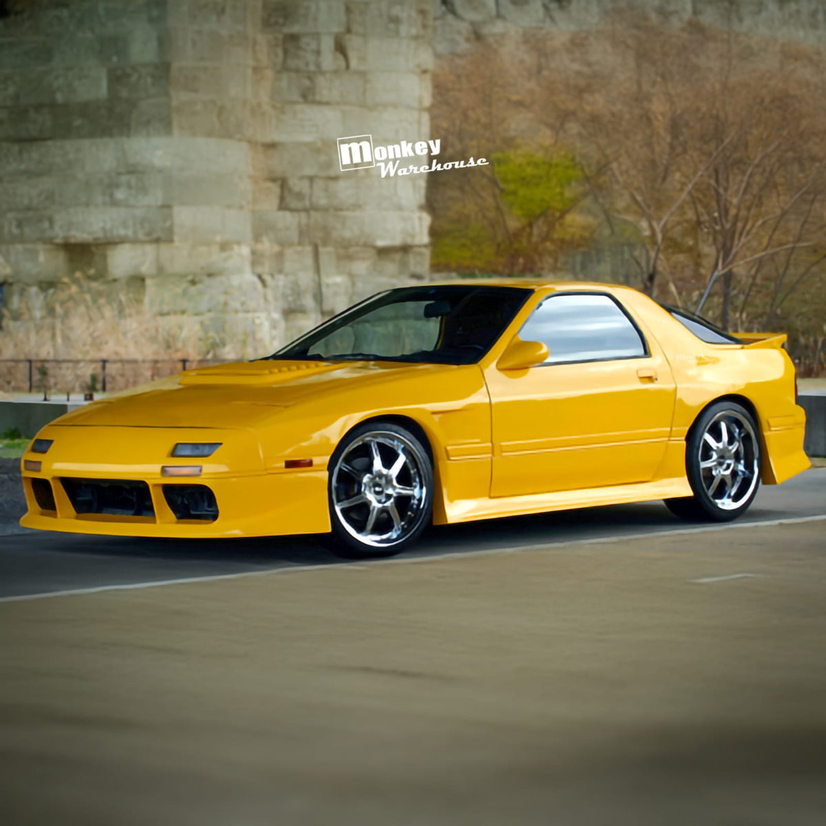 Installed View - Mazda RX7 FC: Vanquish Style Front Bumper