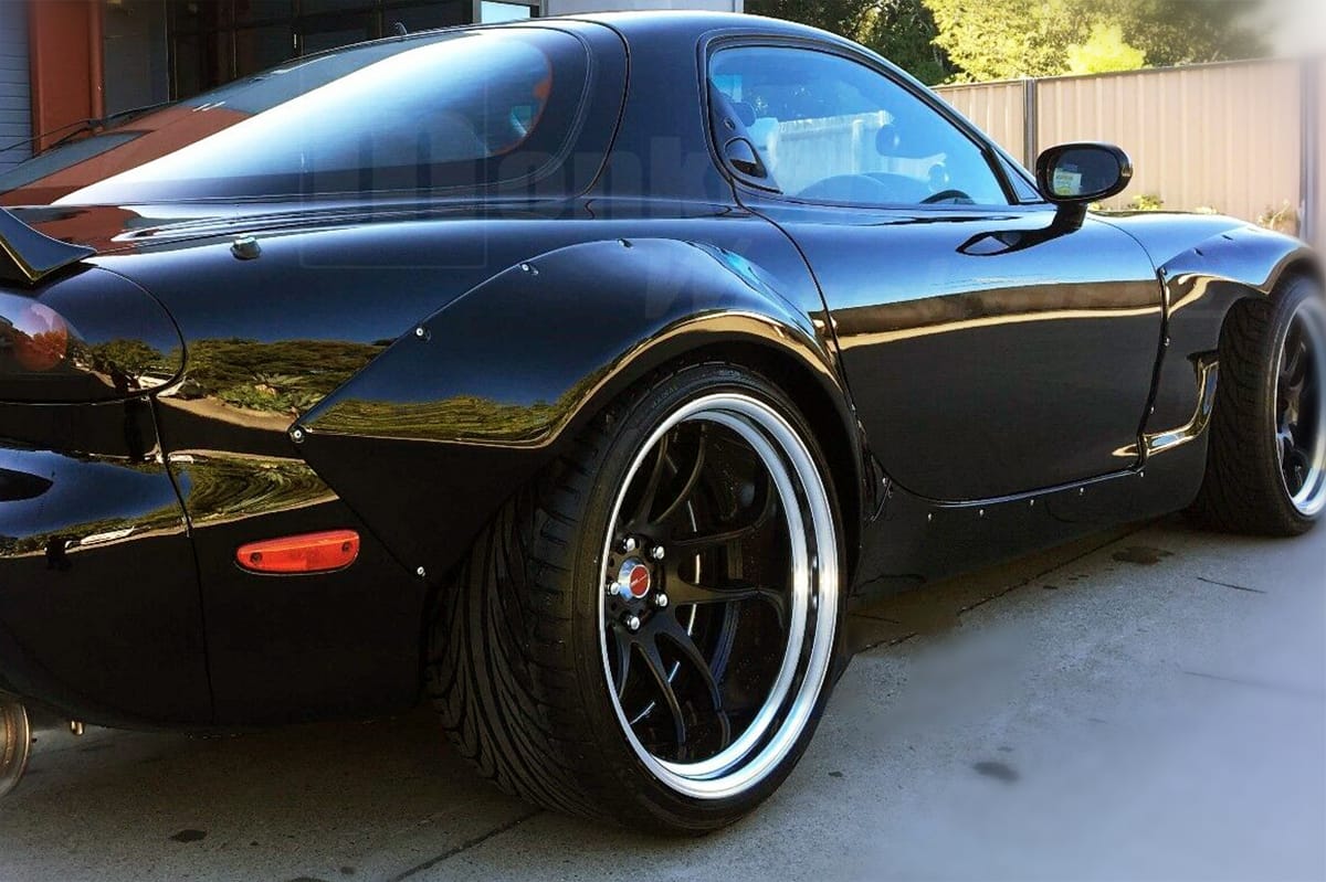 Installed View - Mazda RX7 FD: Rocket Bunny Style Rear Boot Drift Wing