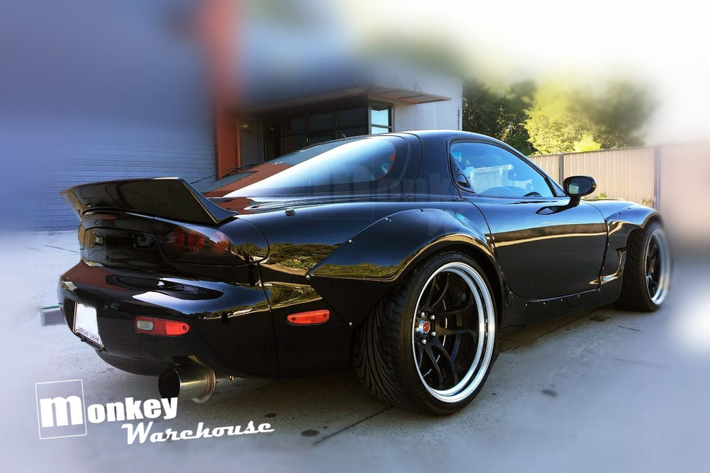 Installed View - Mazda RX7 FD: Rocket Bunny Style Rear Boot Drift Wing