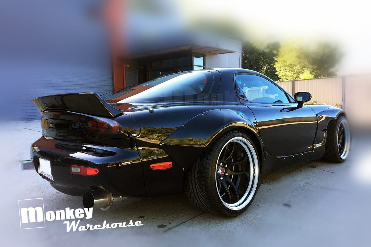 Installed View - Mazda RX7 FD: Rocket Bunny Style Rear Boot Drift Wing