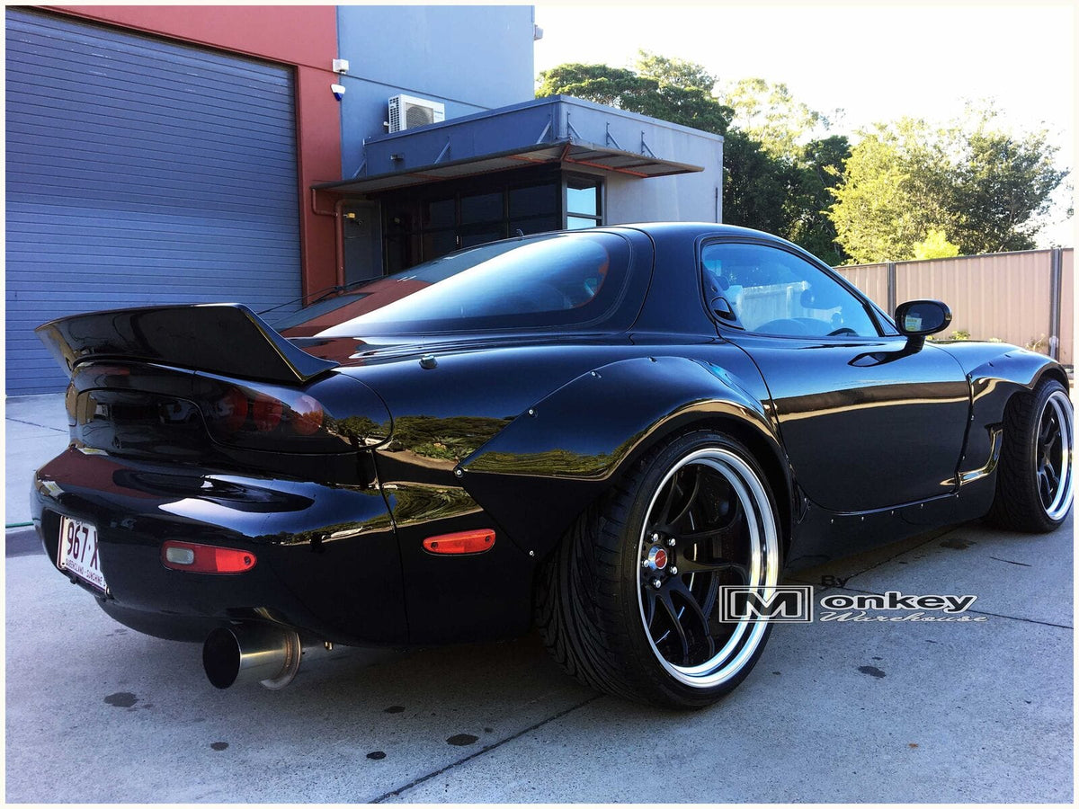 Installed View - Mazda RX7 FD: Rocket Bunny Style Side Skirts