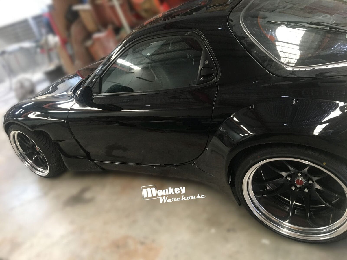 Installed View - Mazda RX7 FD: Rocket Bunny Style Side Skirts