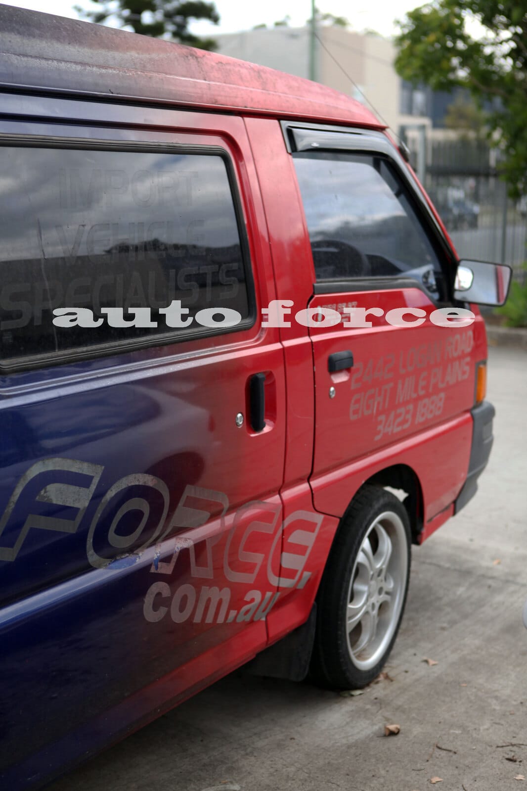 Installed View - Mitsubishi Delica L300 (1986-1993): Premium Window Visors