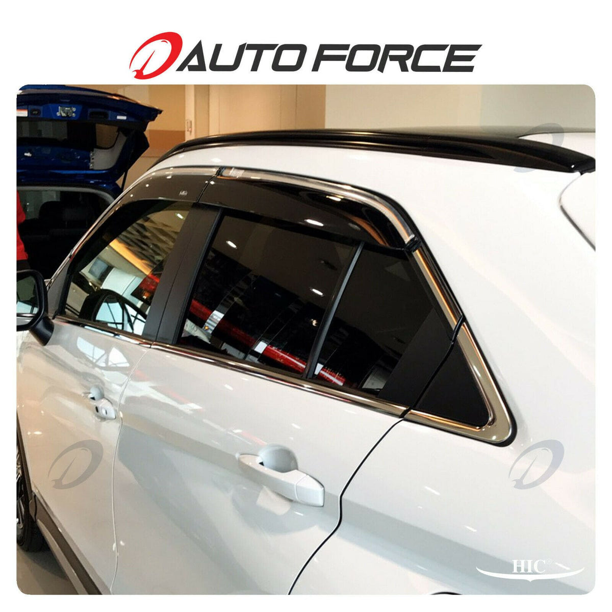 Installed View - Mitsubishi Eclipse Cross YA (2017-2022): Premium Window Visors with Chrome Trim