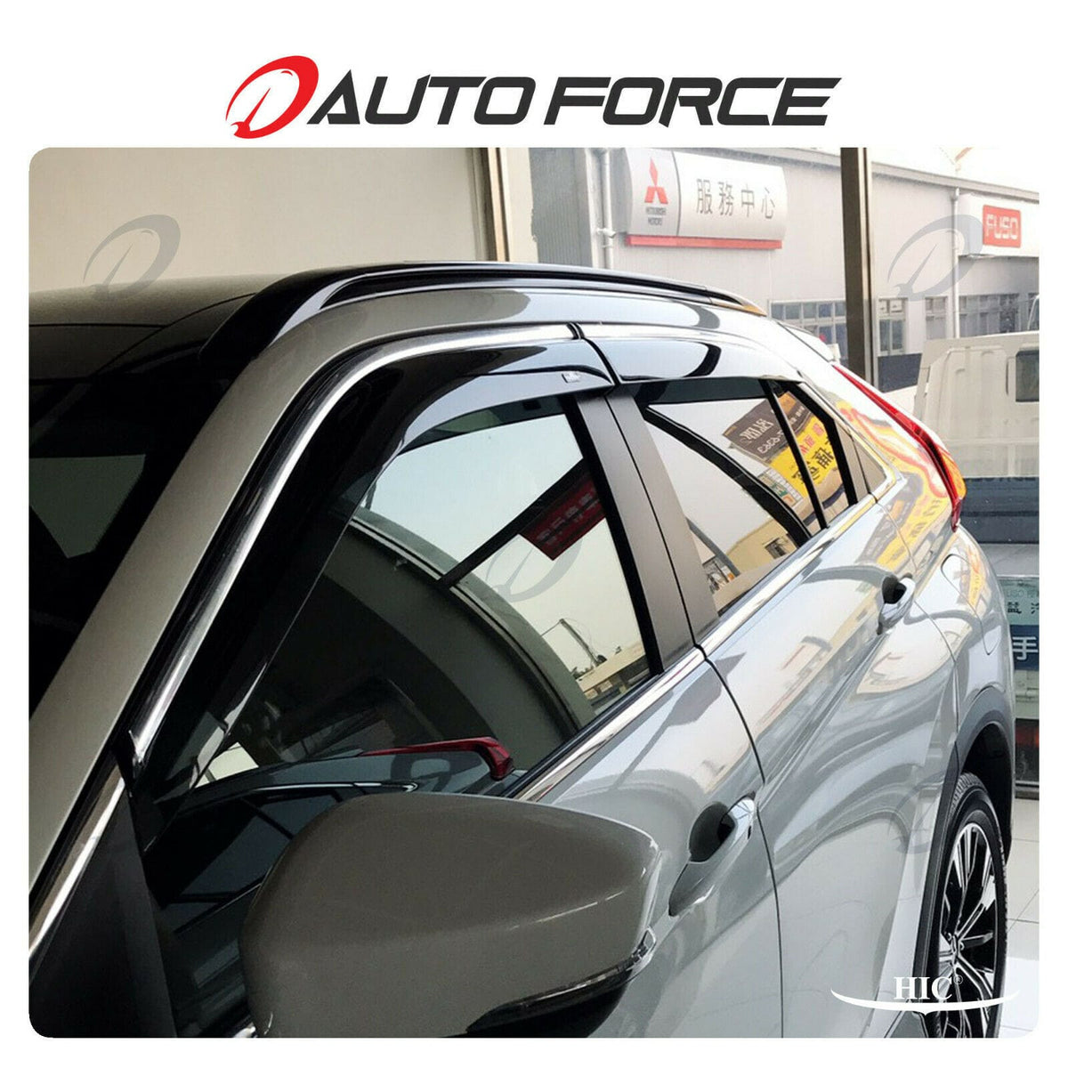 Installed View - Mitsubishi Eclipse Cross YA (2017-2022): Premium Window Visors with Chrome Trim