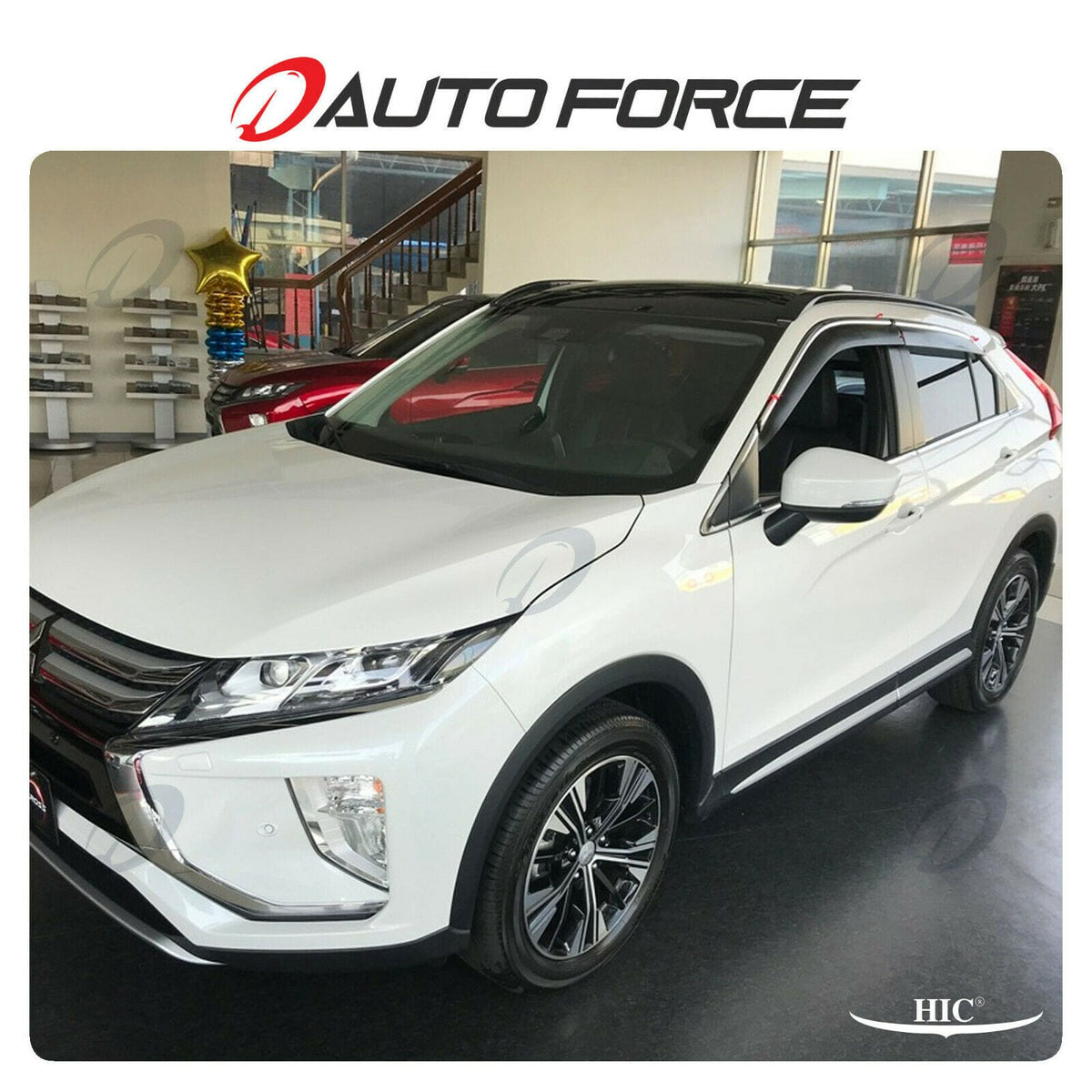 Installed View - Mitsubishi Eclipse Cross YA (2017-2022): Premium Window Visors with Chrome Trim