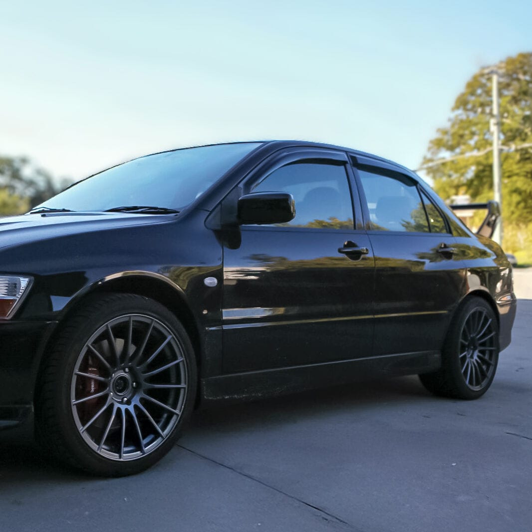 Installed View - Mitsubishi Evolution 7 / 8 / 9 (CT9A): Premium Window Visors