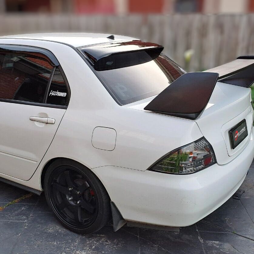 Installed View - Mitsubishi Evolution 7 8 9 Sedan (2001-2007): Premium Roof Spoiler