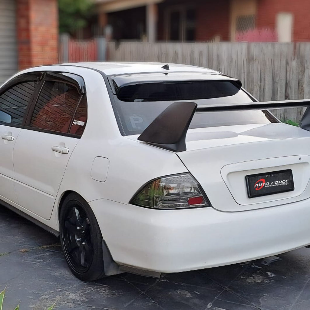 Installed View - Mitsubishi Evolution 7 8 9 Sedan (2001-2007): Premium Roof Spoiler