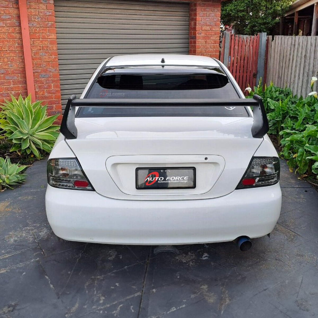 Installed View - Mitsubishi Evolution 7 8 9 Sedan (2001-2007): Premium Roof Spoiler