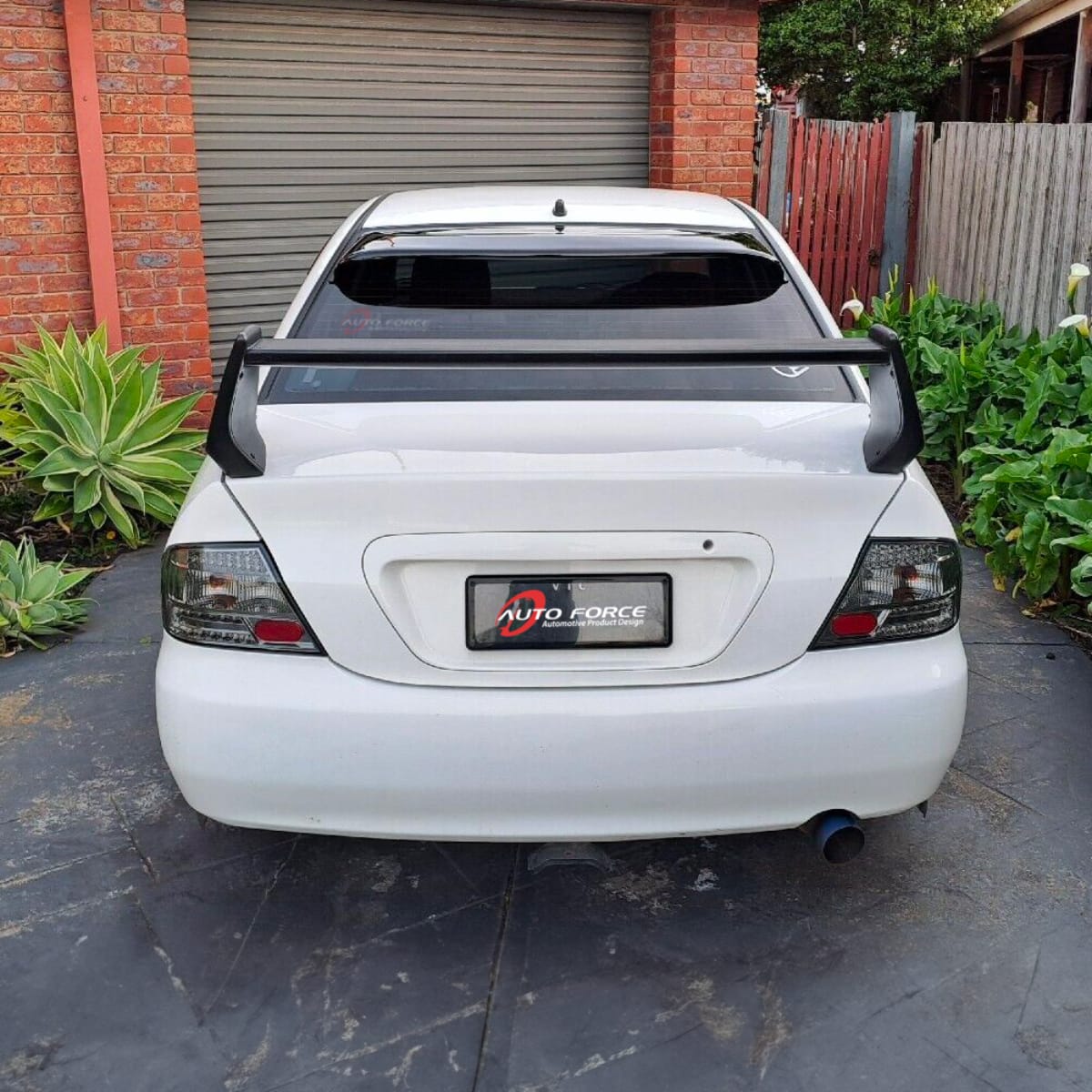 Installed View - Mitsubishi Evolution 7 8 9 Sedan (2001-2007): Premium Roof Spoiler
