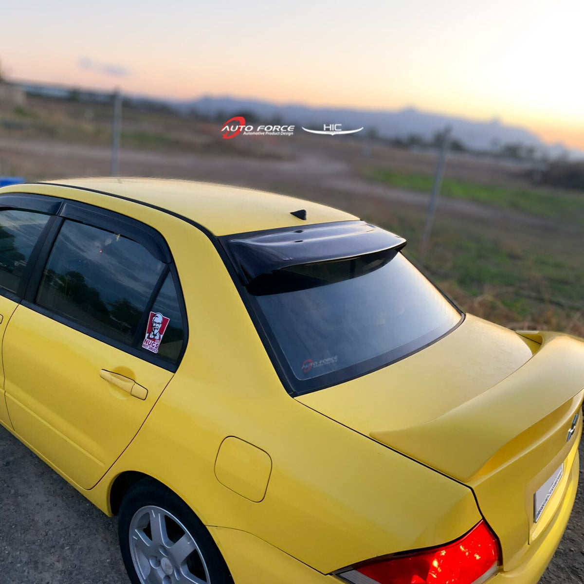Installed View - Mitsubishi Evolution 7 8 9 Sedan (2001-2007): Premium Roof Spoiler