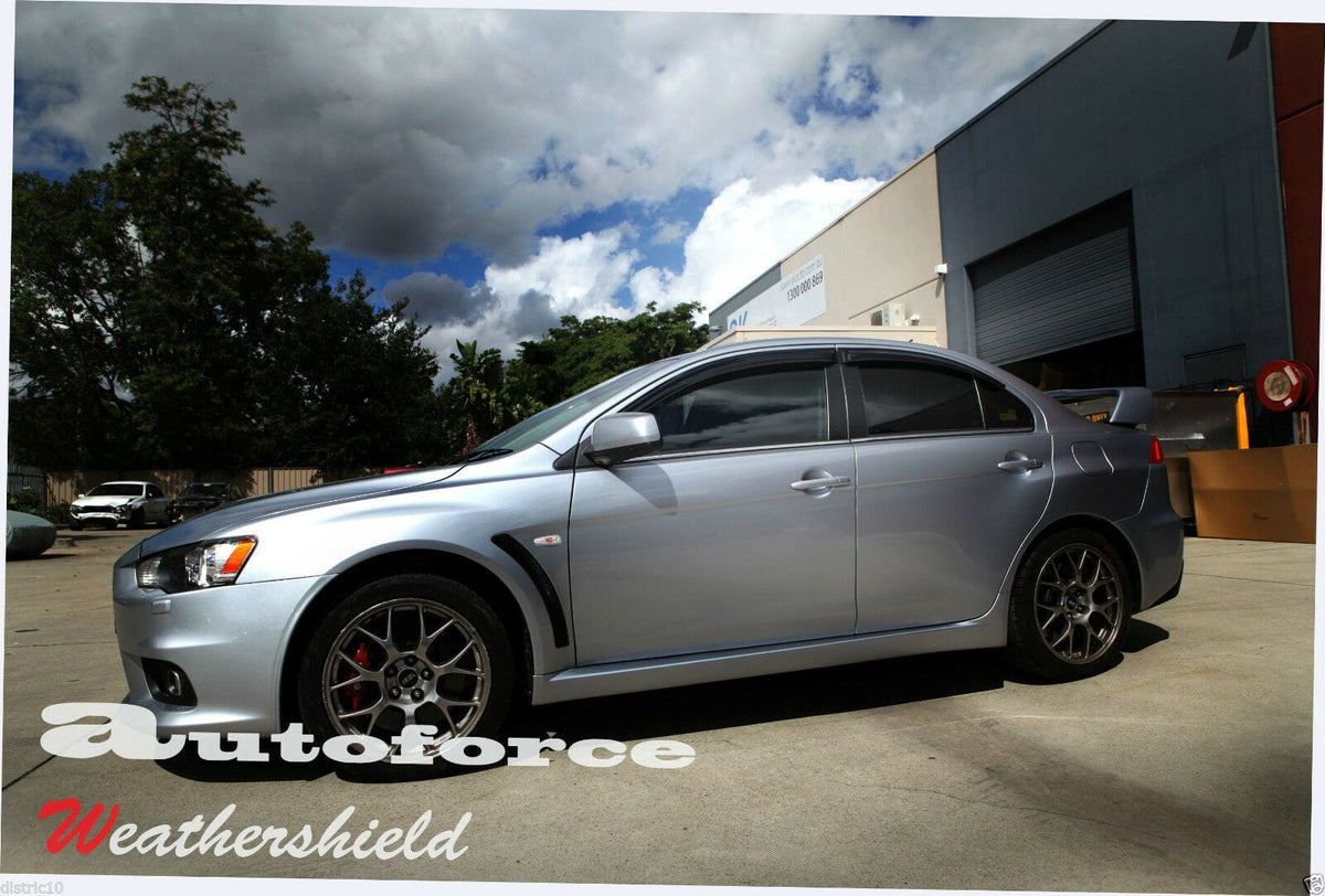 Installed View - Mitsubishi Evolution X (CZ4A): Premium Window Visors