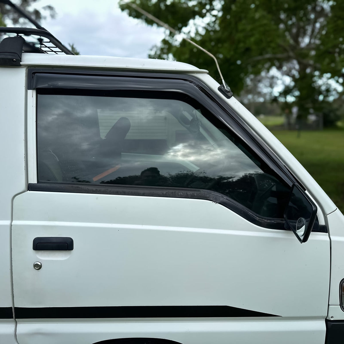 Installed View - Mitsubishi Express Van L300 (1986-2014): Premium Window Visors