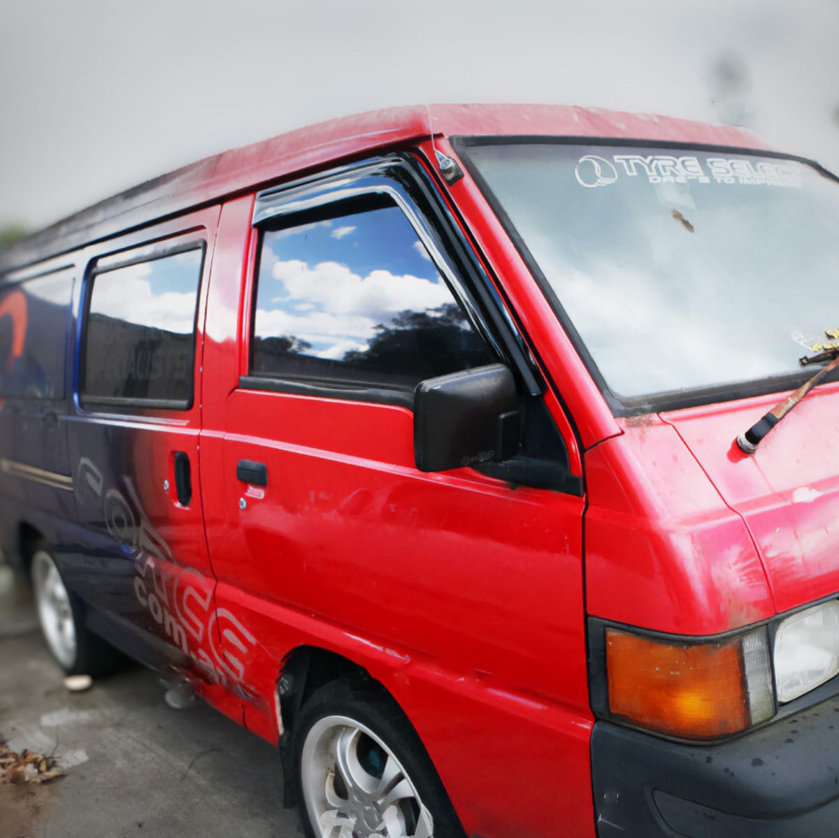Installed View - Mitsubishi Express Van L300 (1986-2014): Premium Window Visors