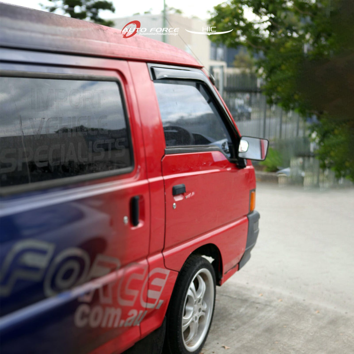 Installed View - Mitsubishi Express Van L300 (1986-2014): Premium Window Visors