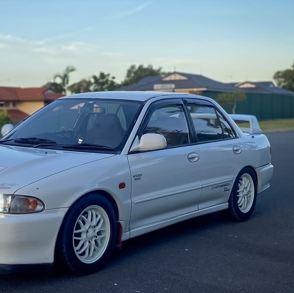 Installed View - Mitsubishi Lancer CC GSR Sedan (1992-1996): Premium Window Visors