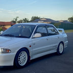 Installed View - Mitsubishi Lancer CC GSR Sedan (1992-1996): Premium Window Visors