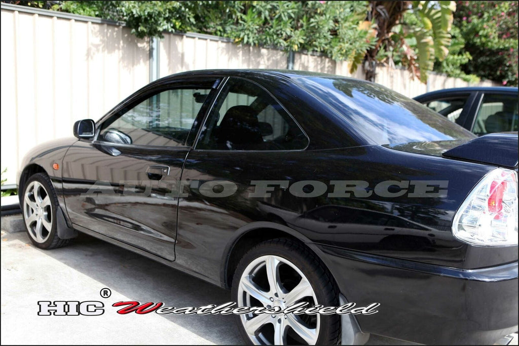 Installed View - Mitsubishi Lancer CE Coupe (1996-2003): Premium Window Visors