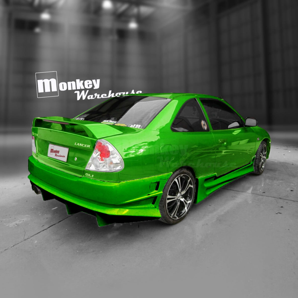 Installed View - Mitsubishi Lancer CE Coupe: Bomex Style Rear Bumper