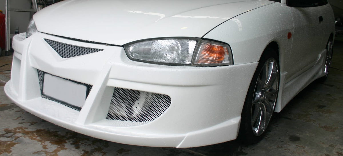 Installed View - Mitsubishi Lancer CE Coupe: Droid Style Front Bumper