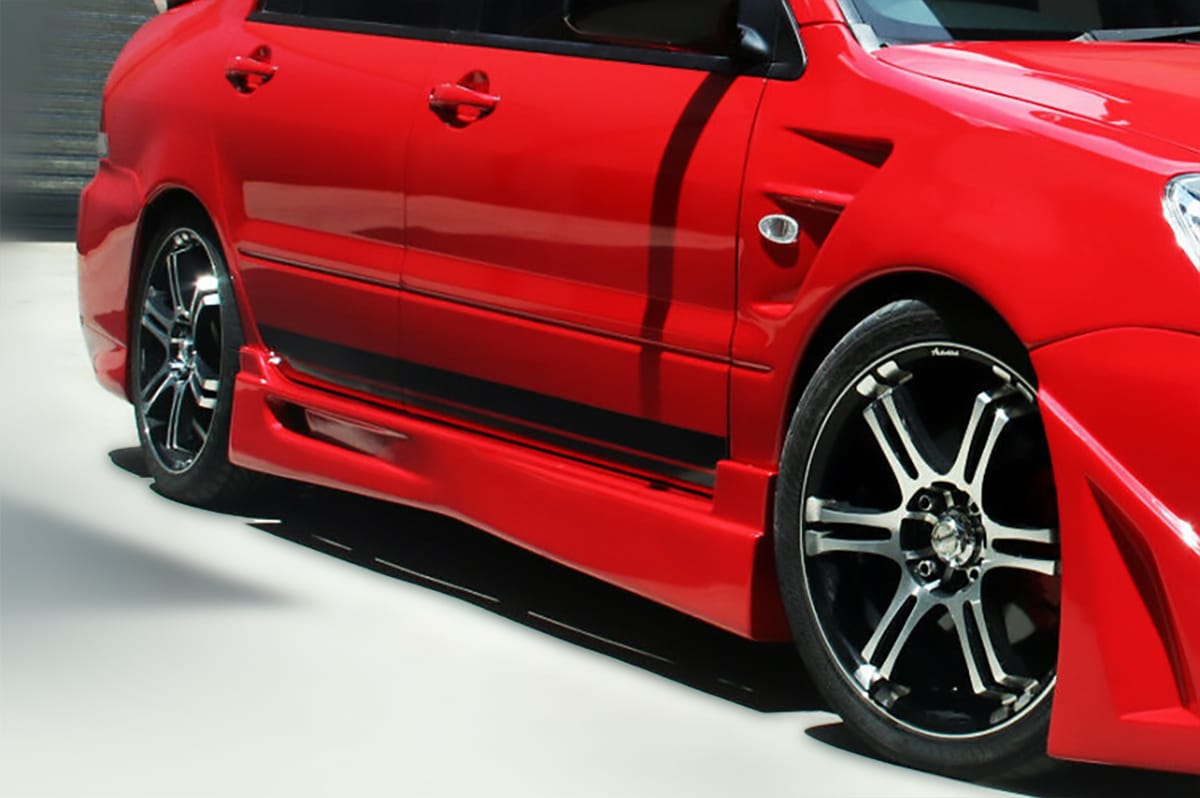 Installed View - Mitsubishi Lancer CH Sedan: Accolade Style Side Skirts