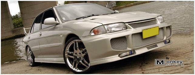 Installed View - Mitsubishi Lancer GSR CC: Evo 3 Style Front Bumper