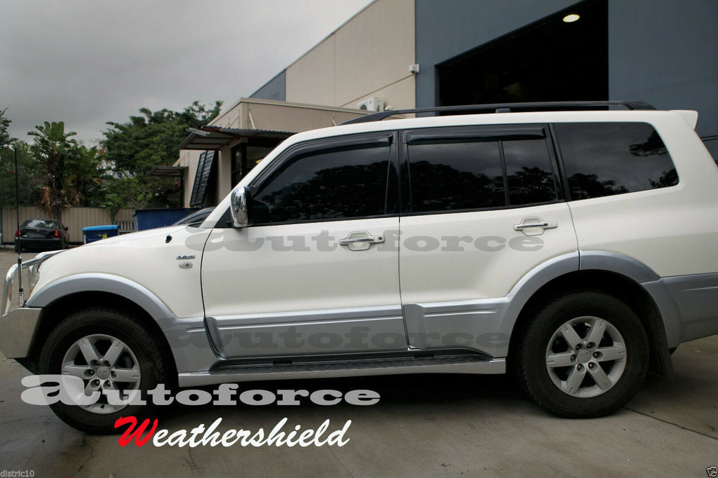 Installed View - Mitsubishi Pajero (2006-2020): Premium Window Visors