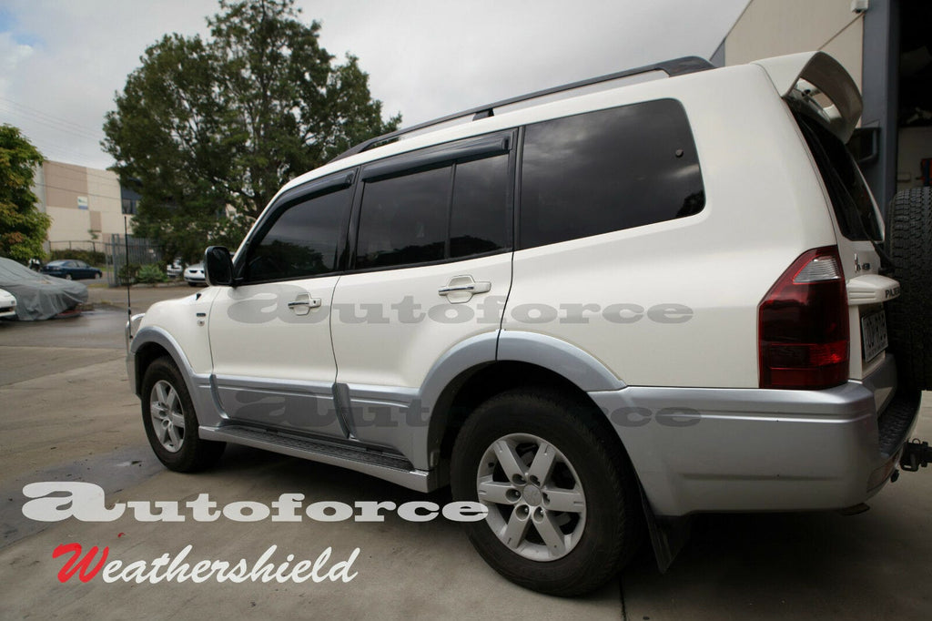 Installed View - Mitsubishi Pajero (2006-2020): Premium Window Visors