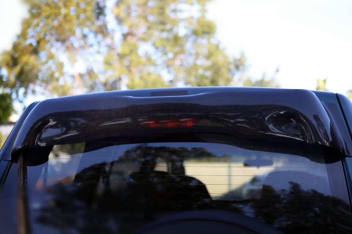 Installed View - Mitsubishi Pajero NM NP (1999-2006): Premium Roof Spoiler Dust Deflector