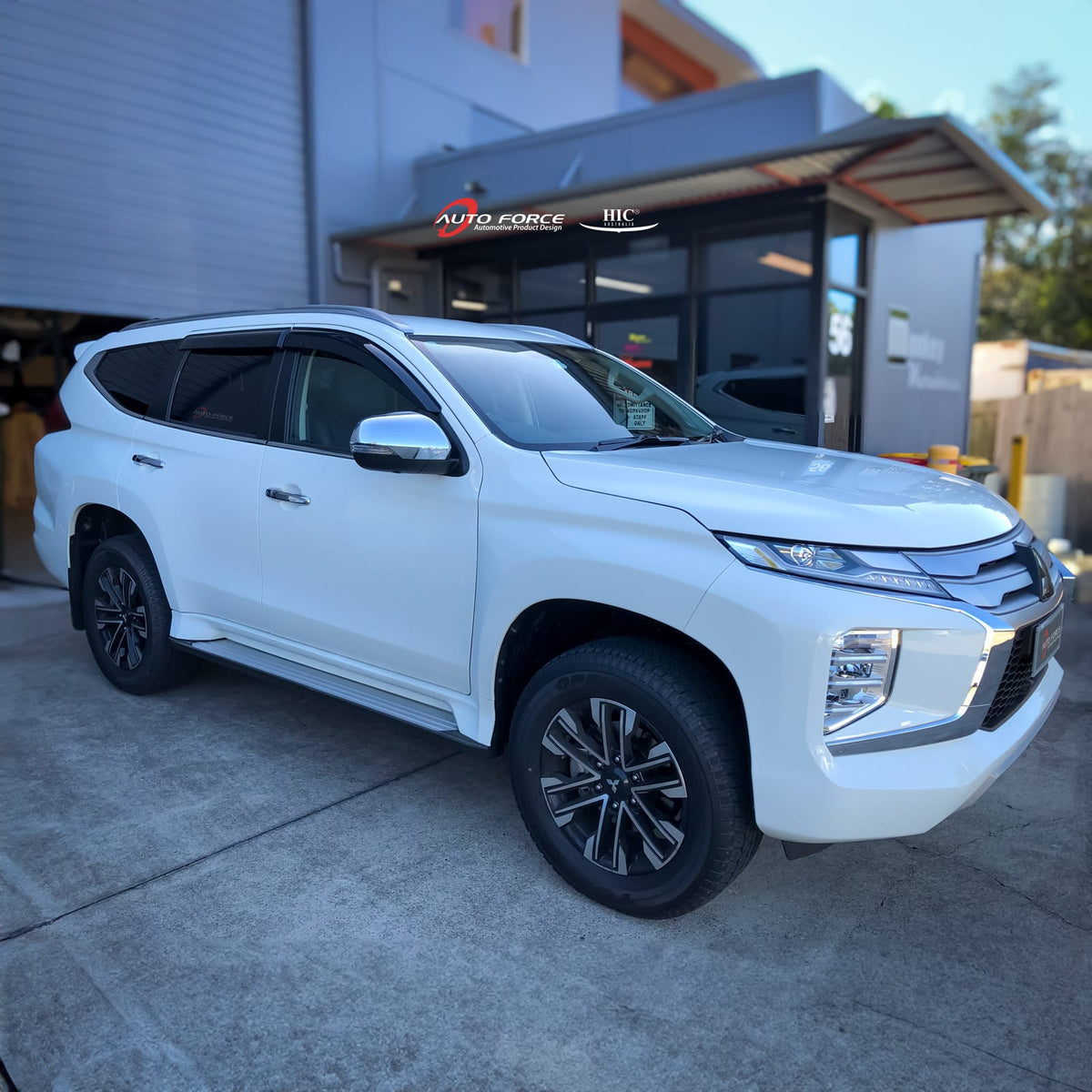 Installed View - Mitsubishi Pajero Sport QE / QF (2015-2023): Premium Window Visors