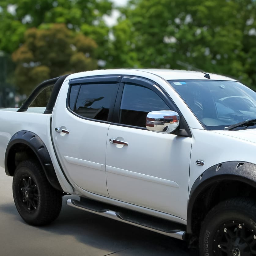 Installed View - Mitsubishi Triton ML / MN Dual Cab (2006-2015): Premium Window Visors